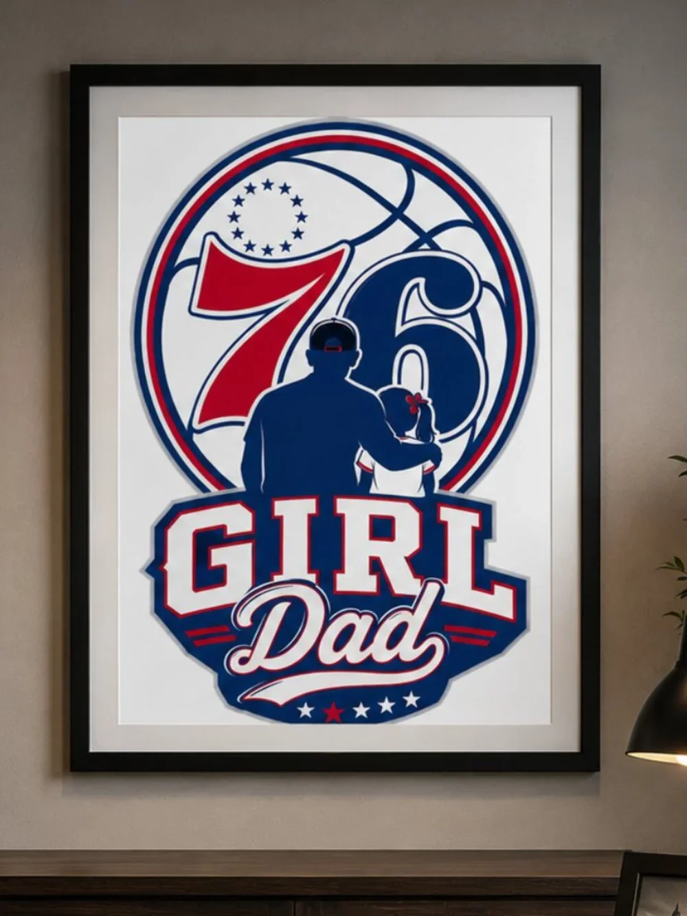 Girl Dad Philadelphia 76ers Father Daughter Framed | Wall Art 13x19